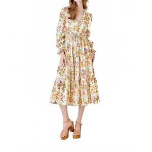 NEW FORE COLLECTION harvest garden floral midi dress in multi